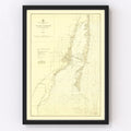Vintage Map of Miami Harbor, Florida 1924
