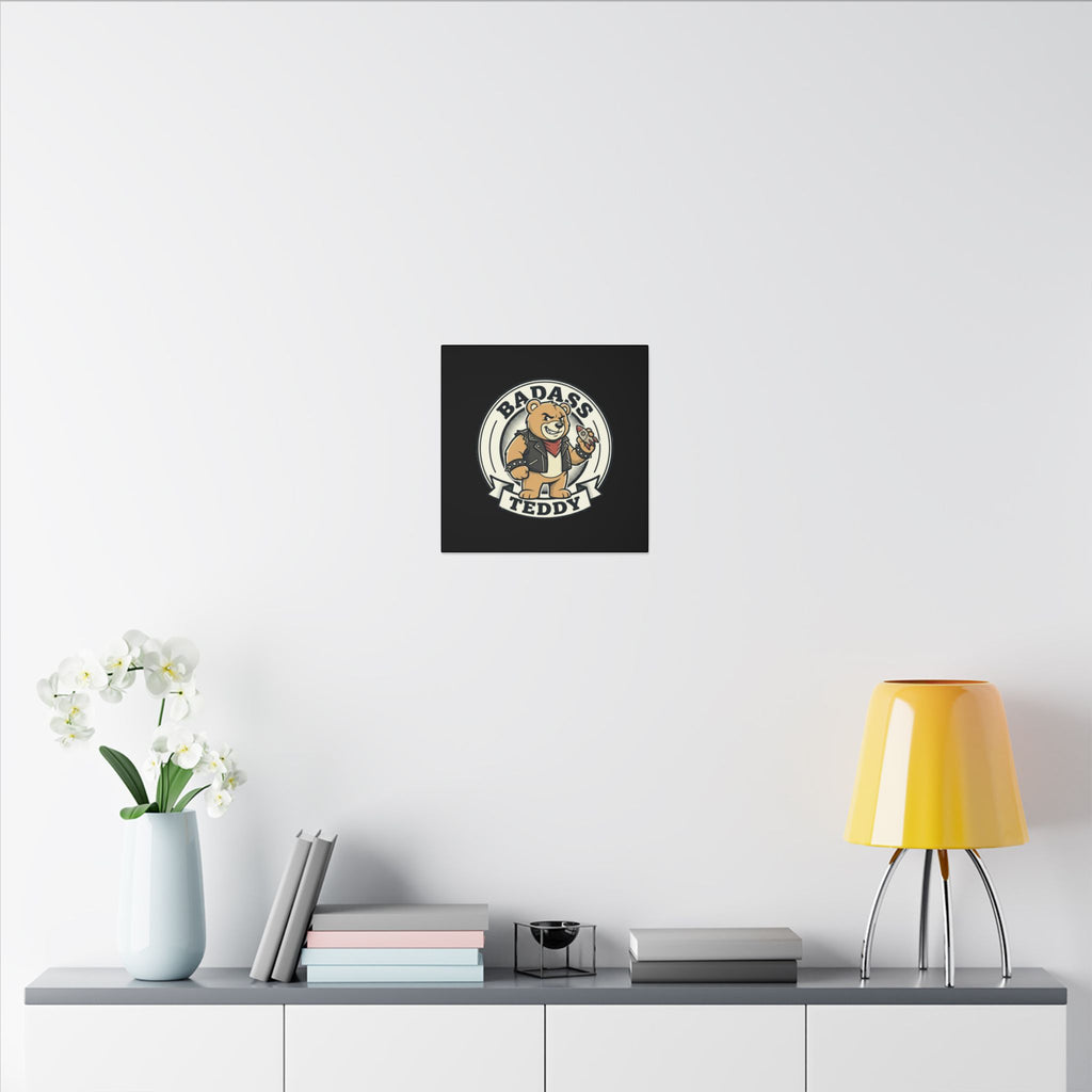 Badass Teddy Canvas Wall Art — Edgy Teddy Bear Stretched Matte Print