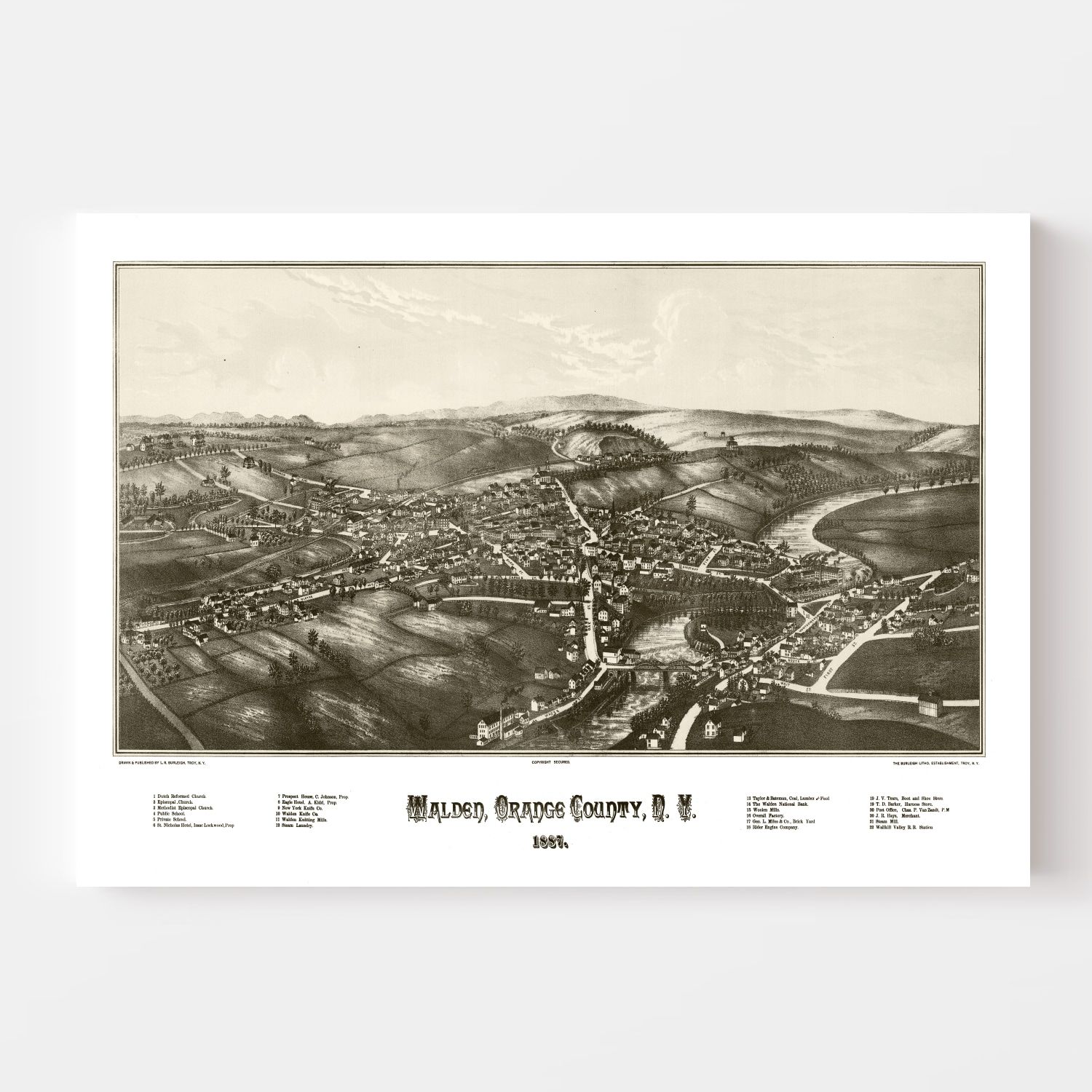 Vintage Map of Walden, New York 1887