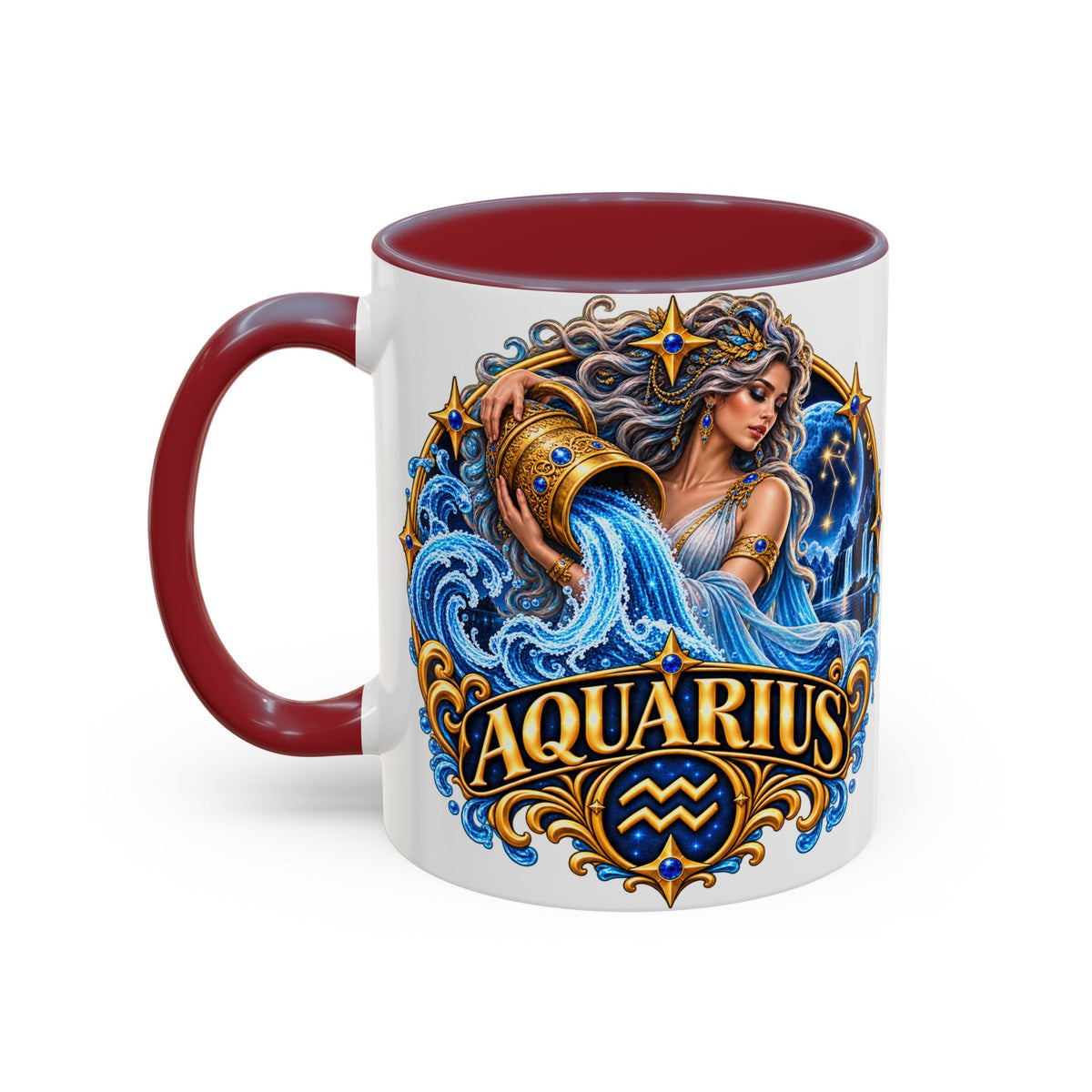 Aquarius Zodiac Coffee Mug — Illustrated Water Bearer Astrology Gift (11/15oz)