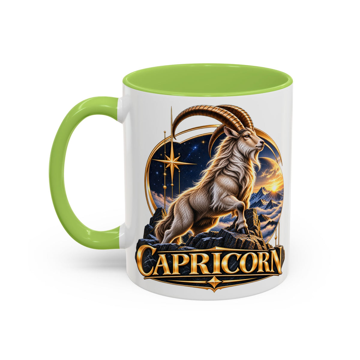 Capricorn Zodiac Coffee Mug — Astrological Goat Accent Mug (11/15oz)