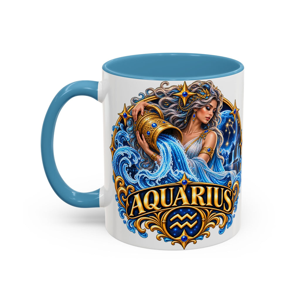 Aquarius Zodiac Coffee Mug — Illustrated Water Bearer Astrology Gift (11/15oz)