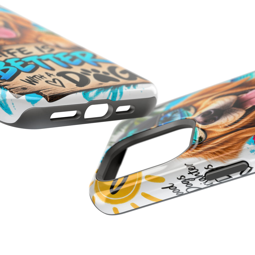 Impact-Resistant Phone Case — "Life Is Better With a Dog" Tropical Dog Design