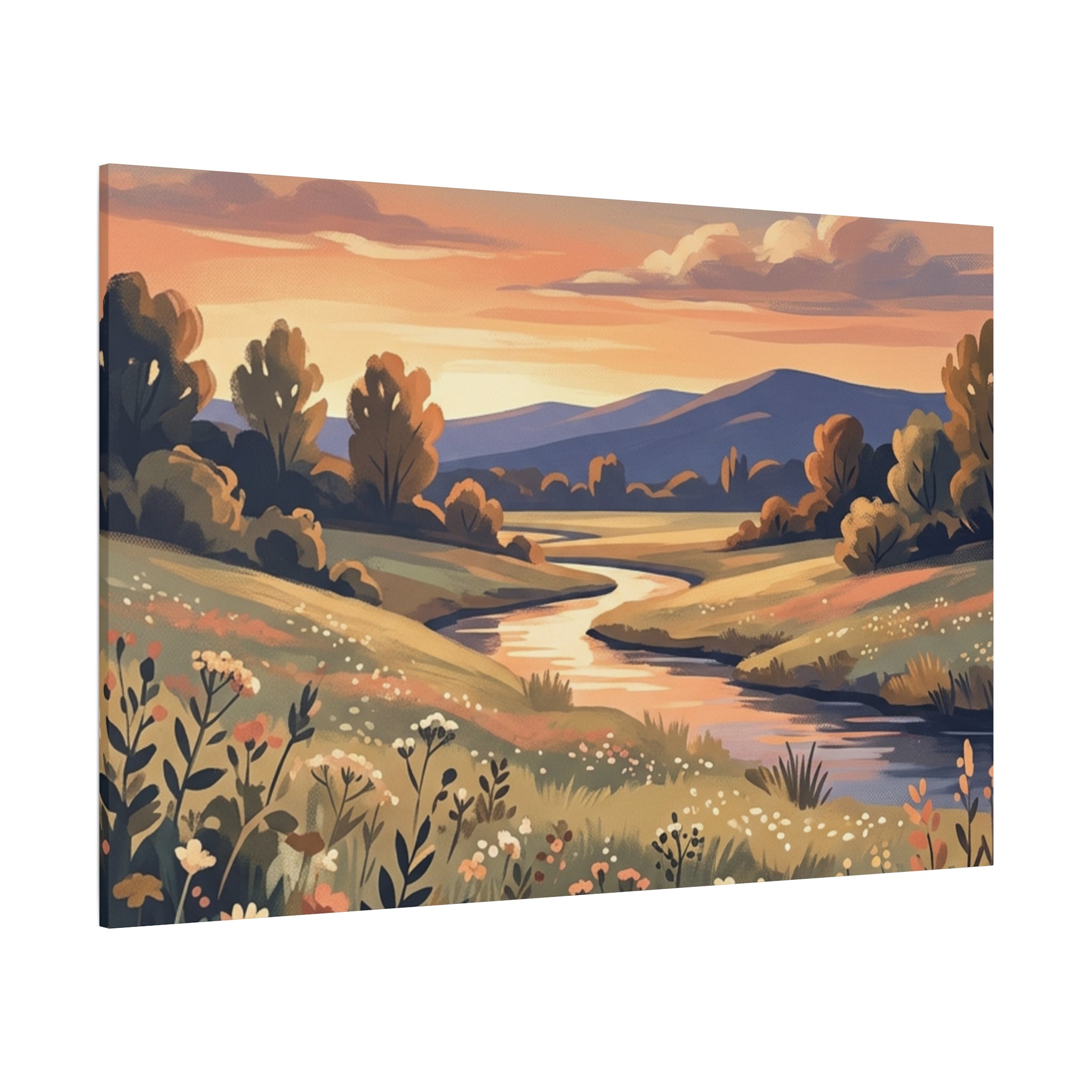 Sunset Meadow Canvas Wall Art