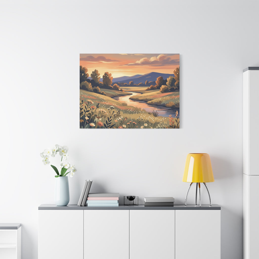Sunset Meadow Canvas Wall Art