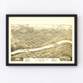 Vintage Map of Lawrence, Kansas 1880