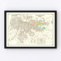 Vintage Map of Louisville, Kentucky 1943