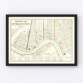 Vintage Map of New Orleans, Louisiana 1845