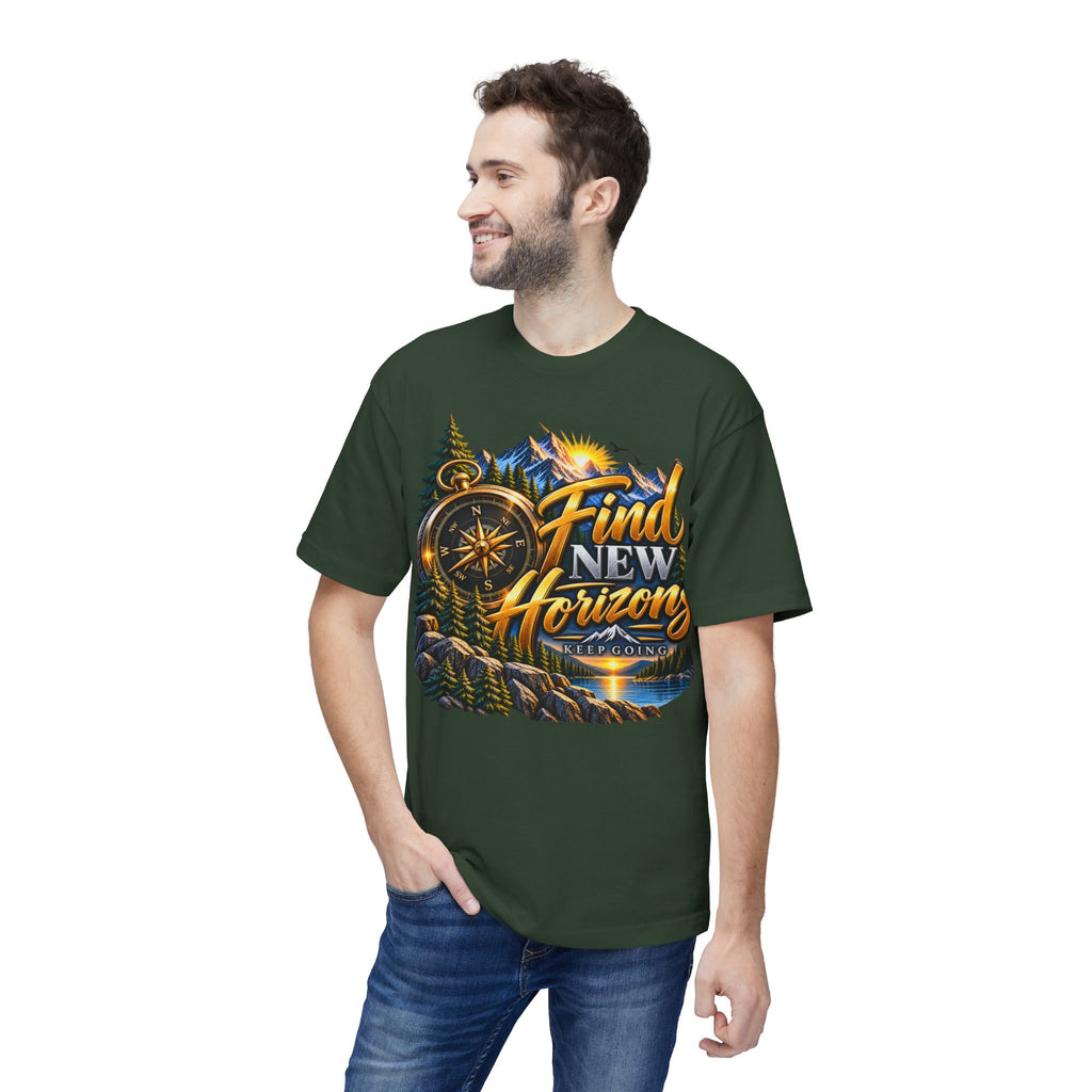 Find New Horizons T-Shirt — Adventure Compass Mountain Graphic Tee