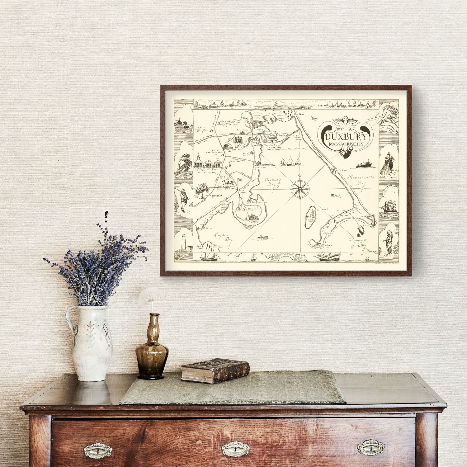 Vintage Map of Duxbury, Massachusetts 1937