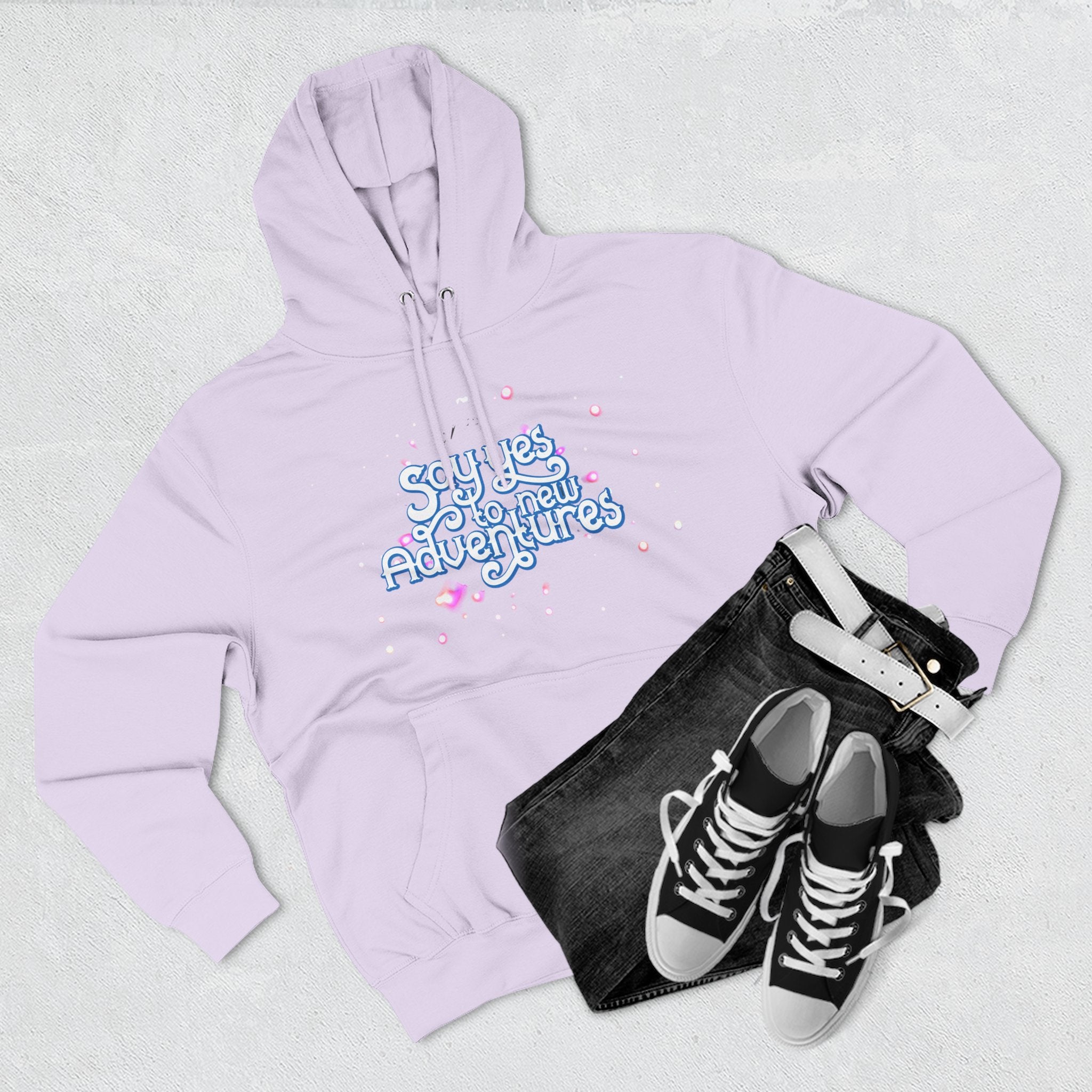 Hoodie — 'Say yes to New Adventures' Pastel Graphic Fleece Hoodie