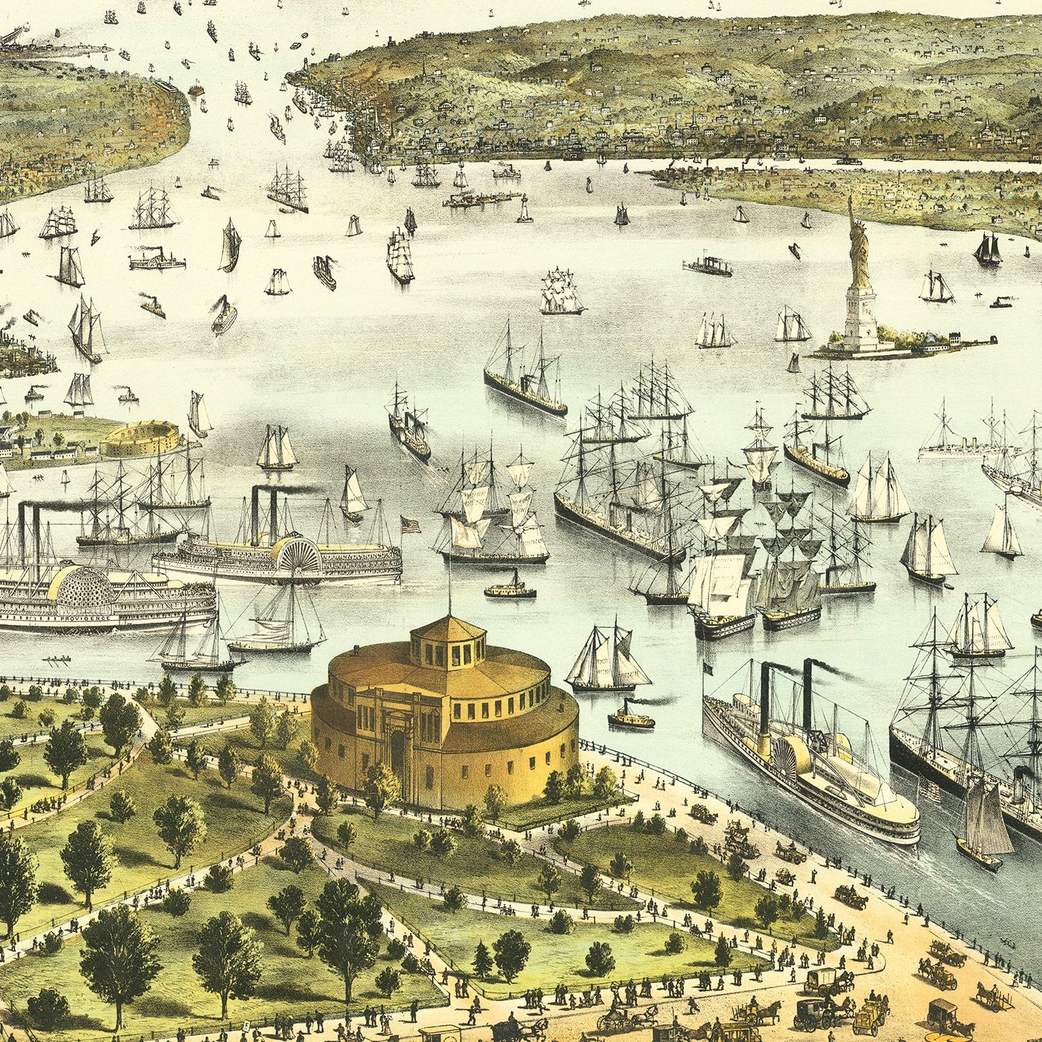 Vintage Map of Port of New York, New York 1878