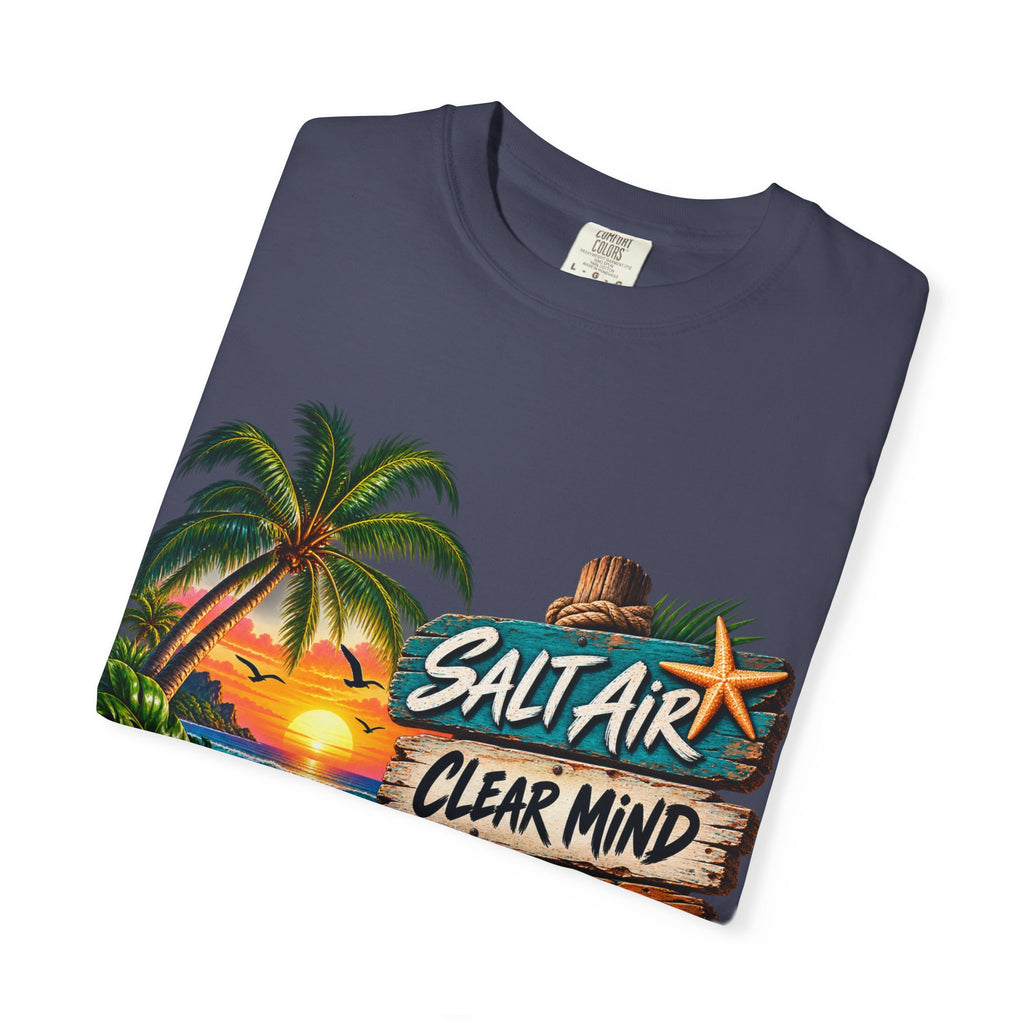 Salt Air, Clear Mind T-Shirt — Tropical Sunset Beach Graphic Tee