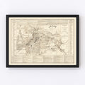 Vintage Map of Akron, Ohio 1889
