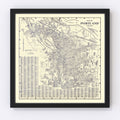 Vintage Map of Portland, Oregon 1920