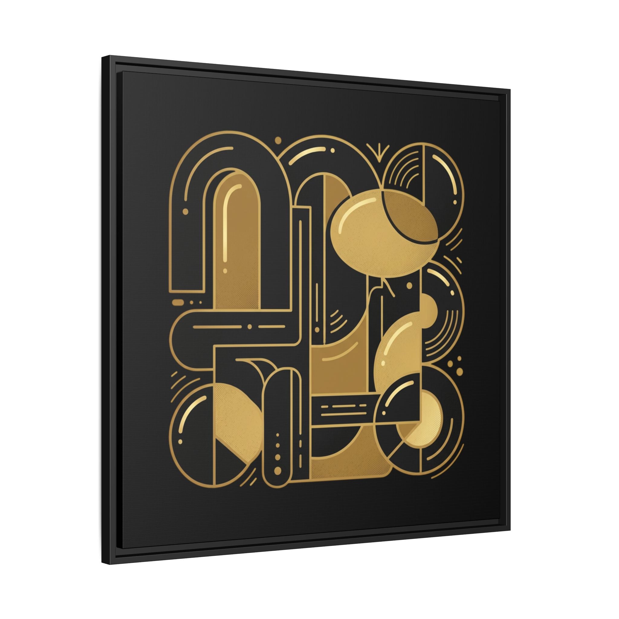 Gold Geometric Art Print — Framed Matte Canvas