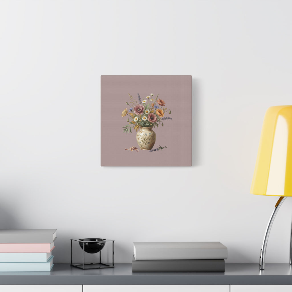 Botanical Vase Floral Canvas Print — Vintage Wildflower Wall Art