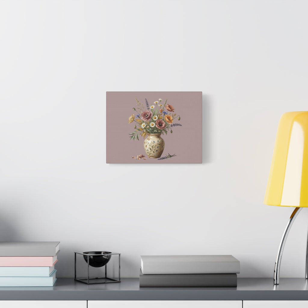 Botanical Vase Floral Canvas Print — Vintage Wildflower Wall Art