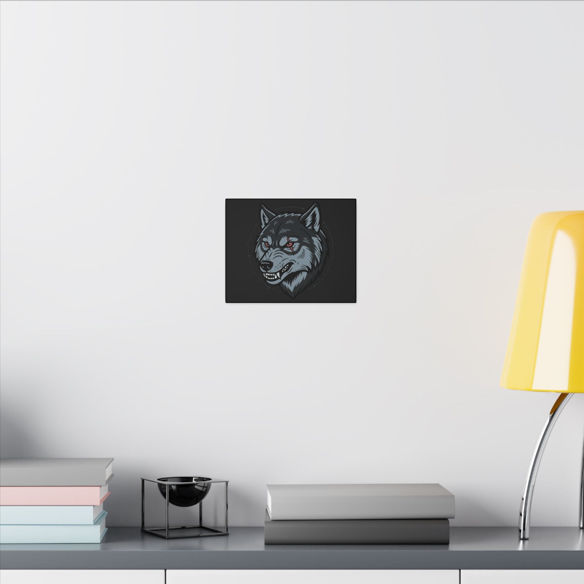 Wolf Head Canvas Wall Art — Fierce Gray Wolf Portrait Matte Stretched