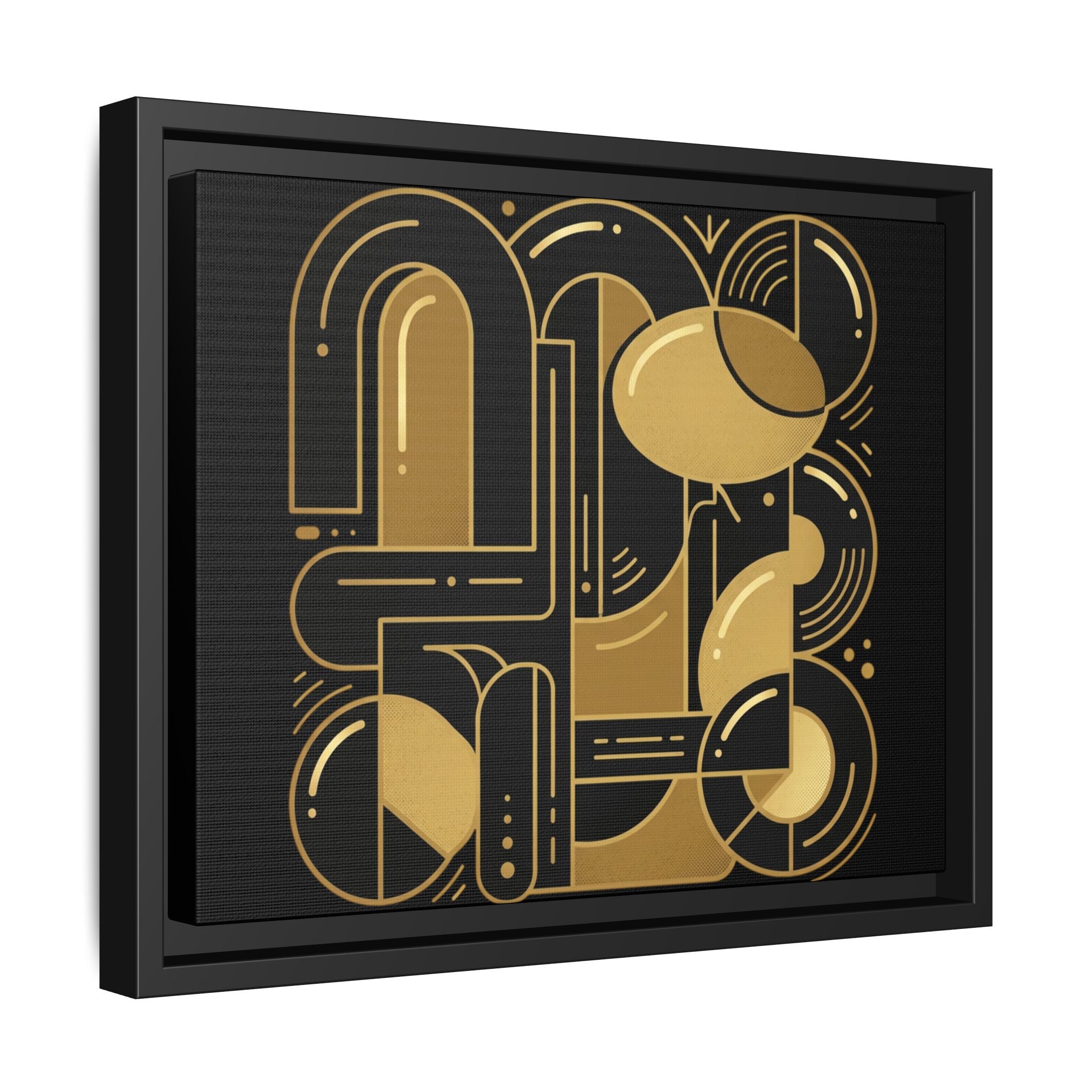 Gold Geometric Art Print — Framed Matte Canvas
