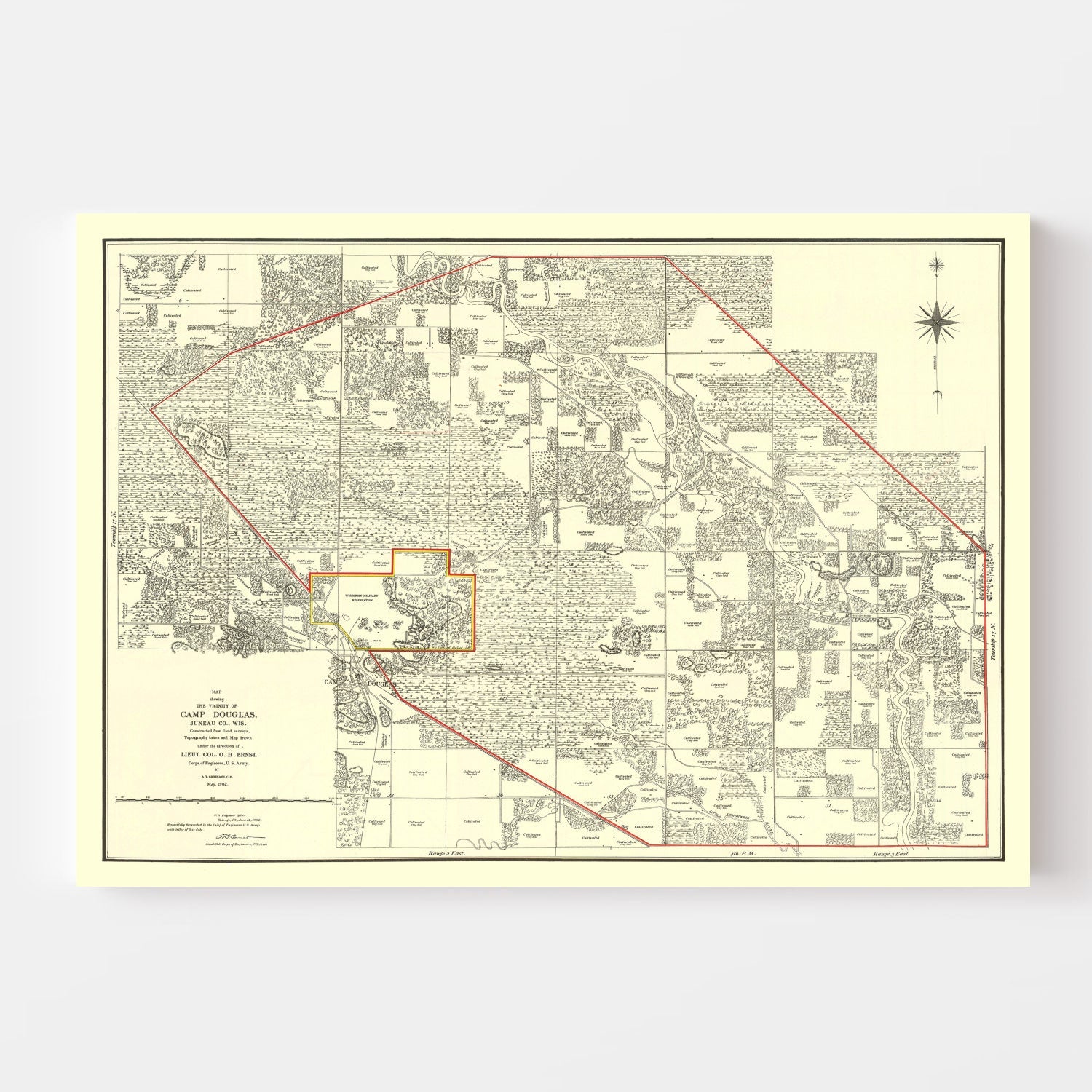 Vintage Map of Volk Field Air Base, 1902