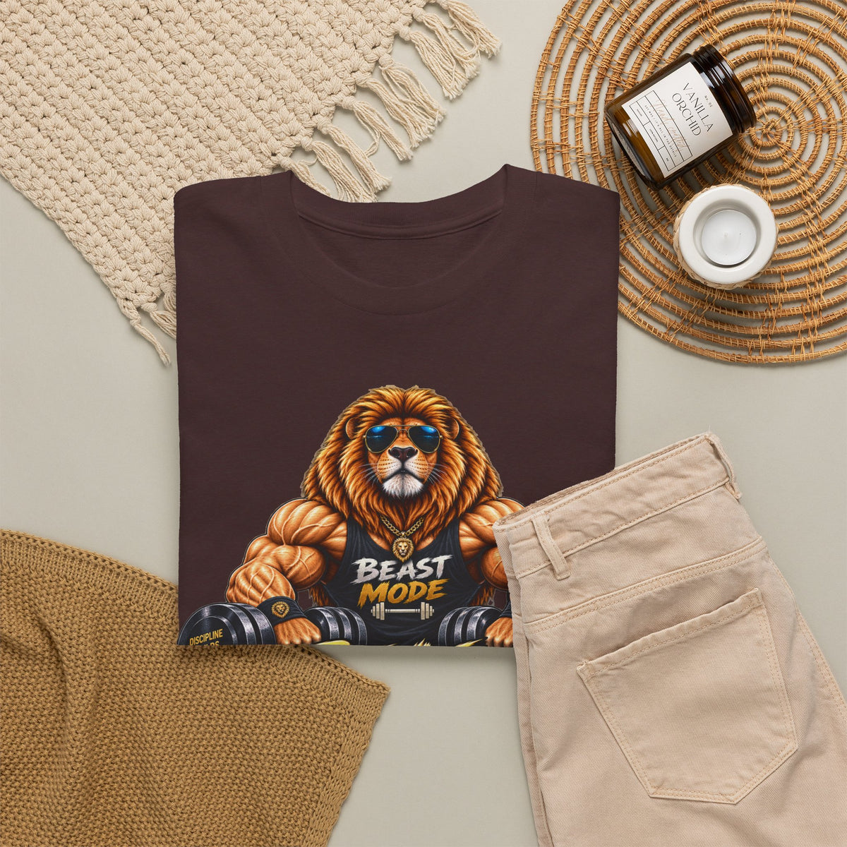 Beast Mode Lion T-Shirt — Workout Gym Fitness Tee