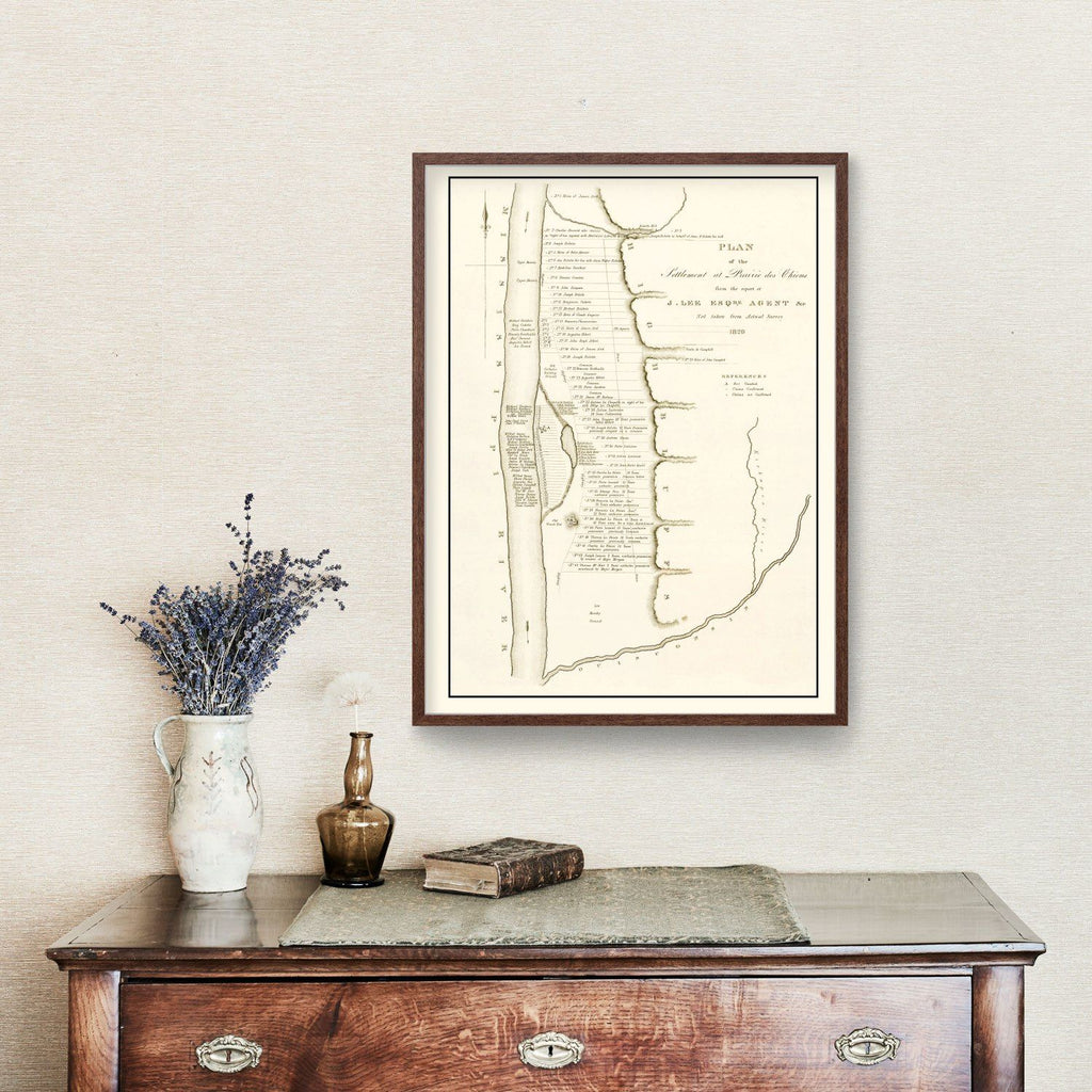 Vintage Map of Prairie des Chiens, Wisconsin 1834