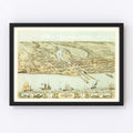 Vintage Map of Manitowac, Wisconsin 1868