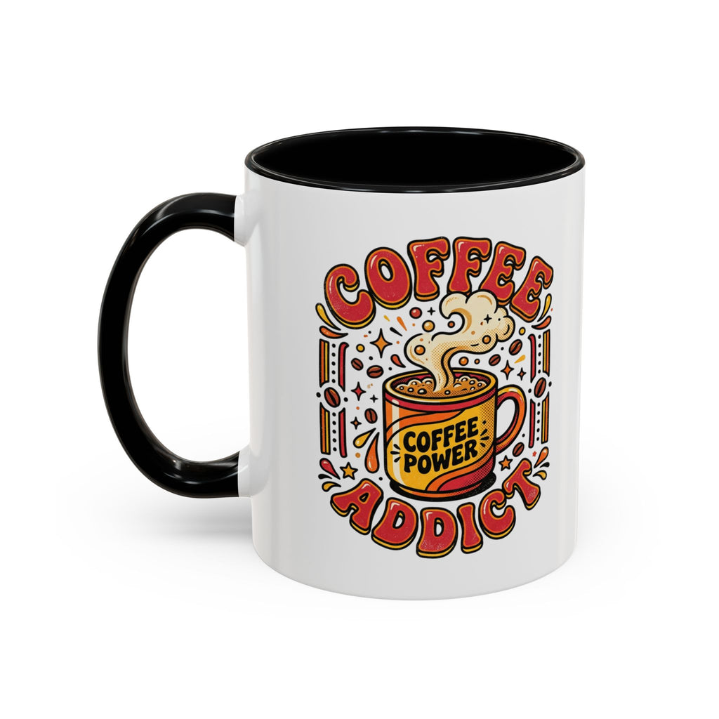 Coffee Addict Accent Mug — "Coffee Power" Retro Coffee Lover Gift (11oz/15oz)