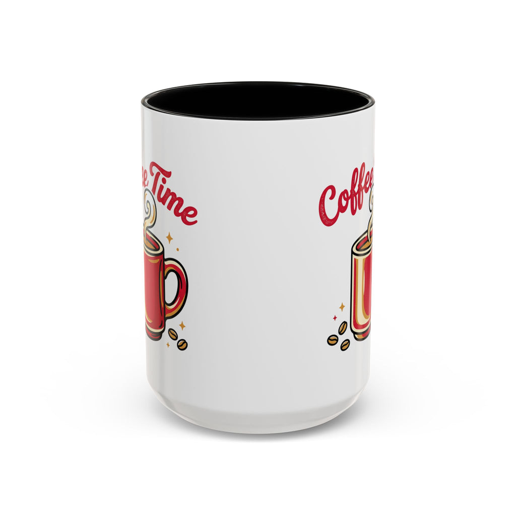 Coffee Mug - "Coffee Time" Red Accent Ceramic Mug (11/15oz)