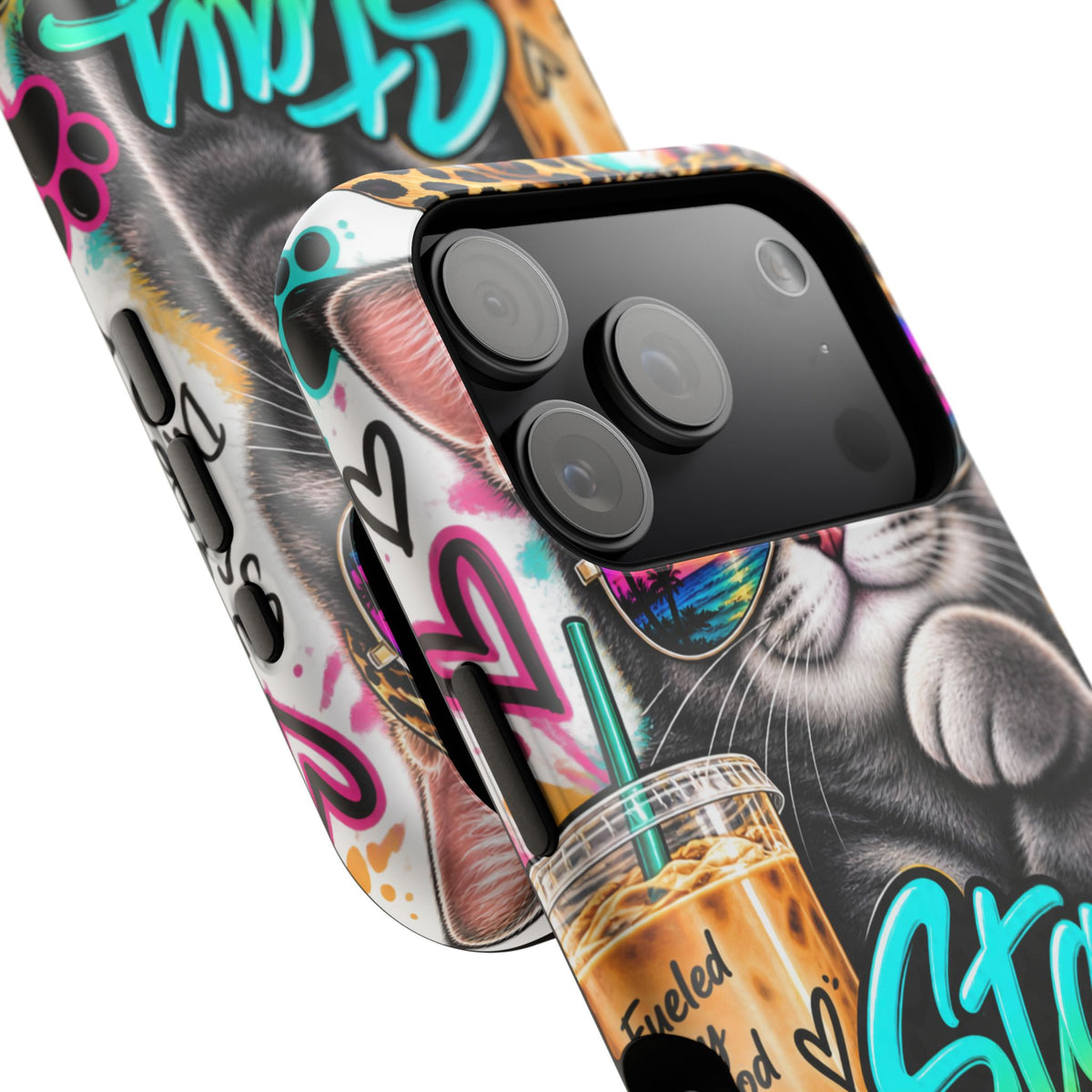 Phone Case — "Stay Pawsitive" Cat Impact-Resistant Case