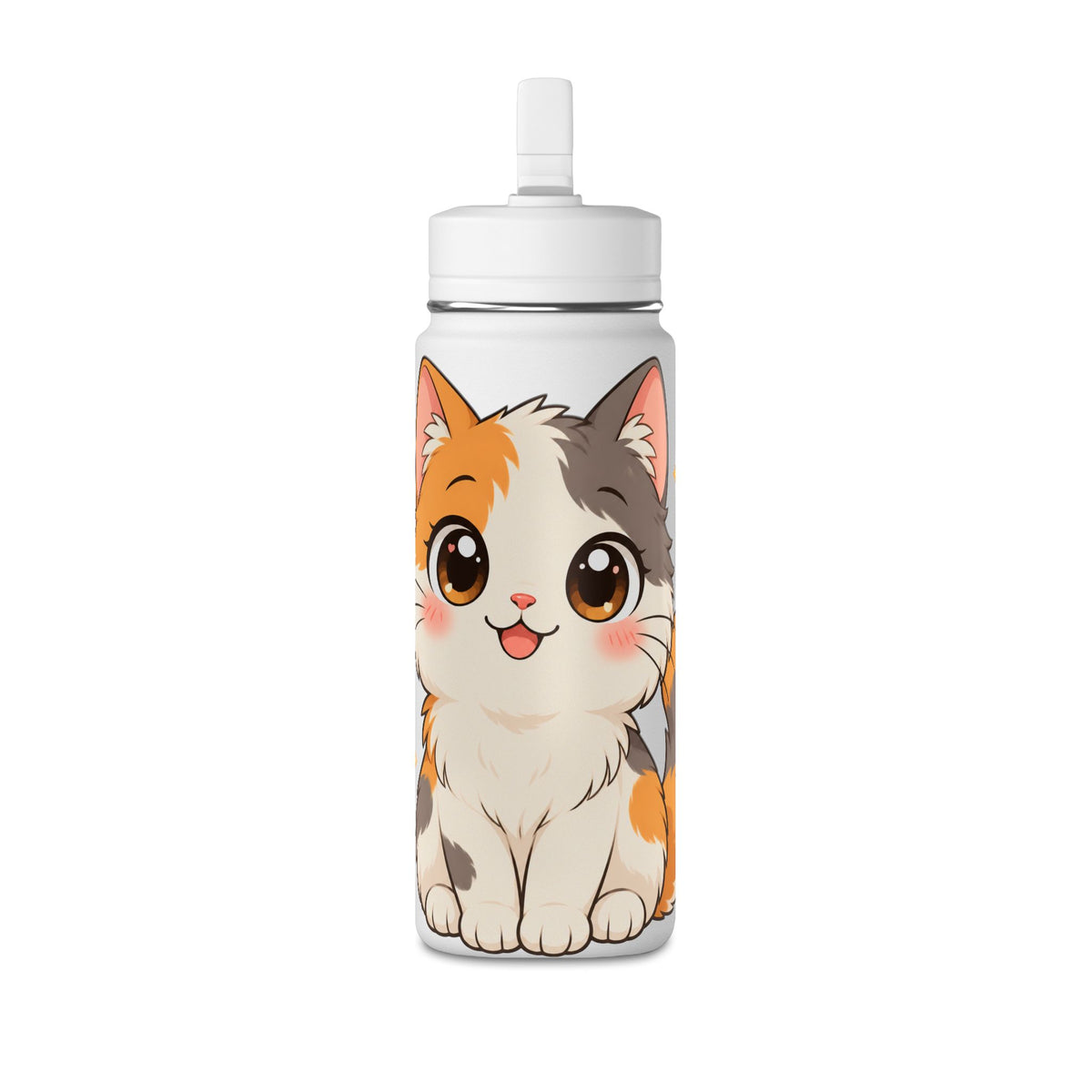Cute Calico Cat Water Bottle, 20oz