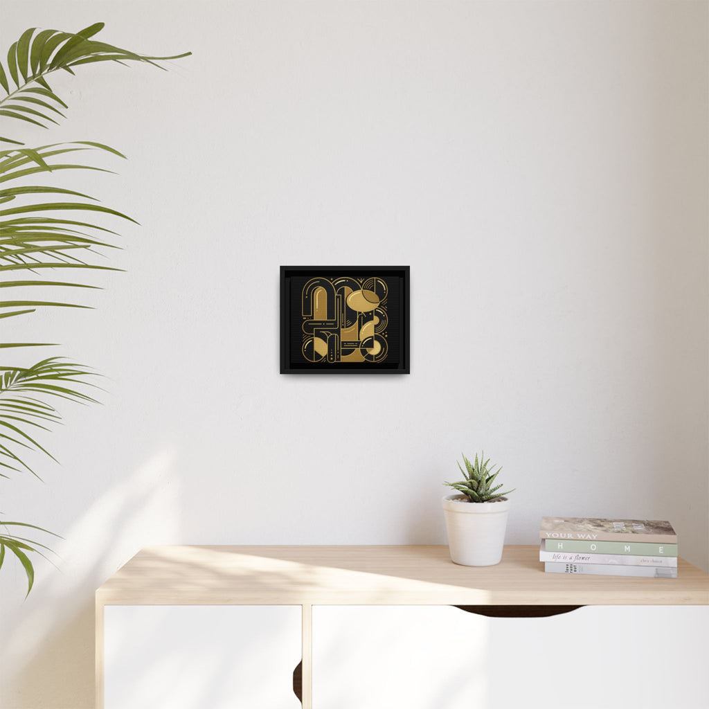 Gold Geometric Art Print — Framed Matte Canvas