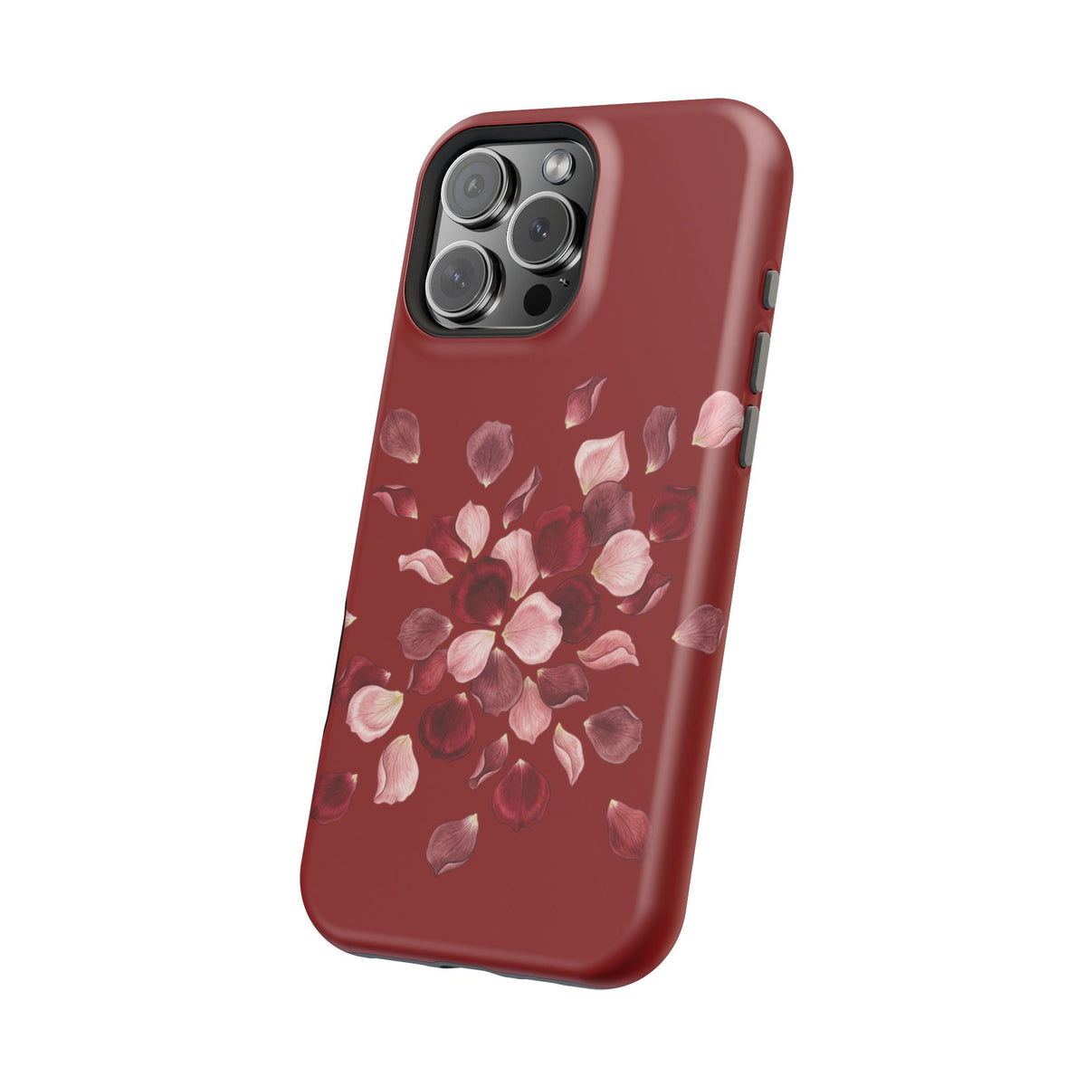 Phone Case — Red Floral Petal Magnetic Impact-Resistant Cover