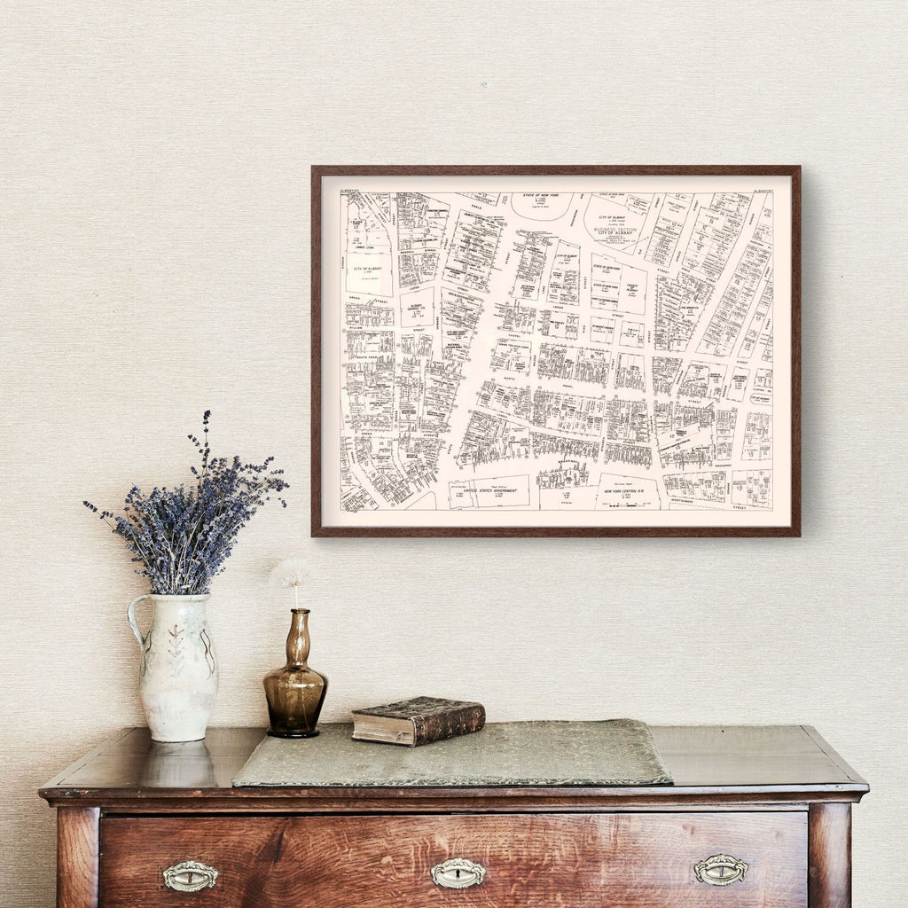 Vintage Map of Albany, NY Business Section 1947