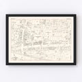 Vintage Map of Amsterdam, NY Business Section 1947