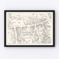 Vintage Map of Elizabeth, NJ Business Section 1947