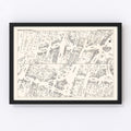 Vintage Map of New York City, NY Business Section 1947