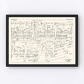Vintage Map of Hackensack, NJ Business Section 1947