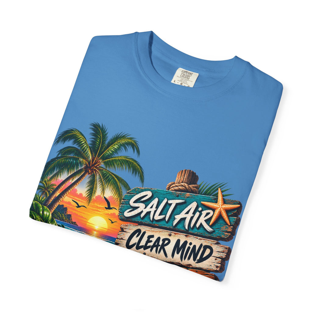 Salt Air, Clear Mind T-Shirt — Tropical Sunset Beach Graphic Tee