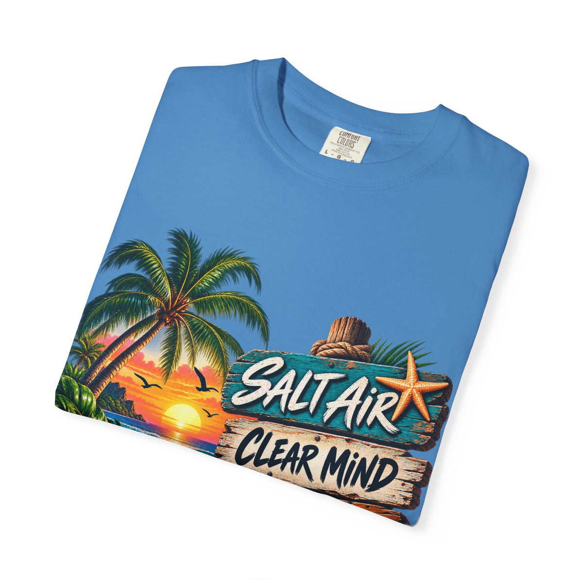 Salt Air, Clear Mind T-Shirt — Tropical Sunset Beach Graphic Tee