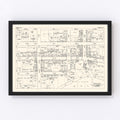 Vintage Map of Ithaca, NY Business Section 1947