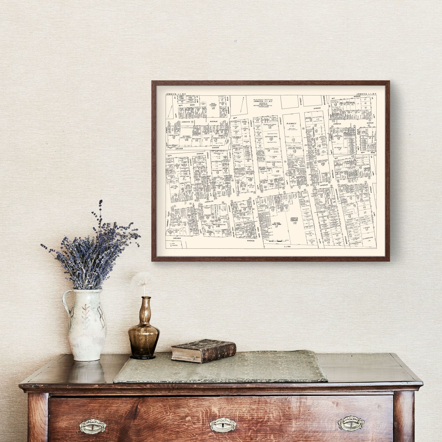 Vintage Map of Jamaica, NY Business Section 1947