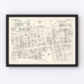 Vintage Map of Jamaica, NY Business Section 1947