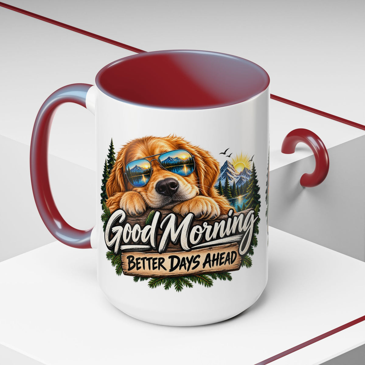 Good Morning Dog Coffee Mug — 'Good Morning, Better Days Ahead' Accent Mug