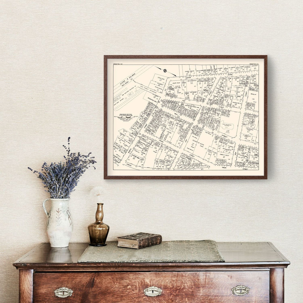 Vintage Map of Kingston, NY Business Section 1947