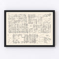 Vintage Map of Newark, NJ Business Section 1947