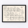 Vintage Map of Niagara Falls, NY Business Section 1947