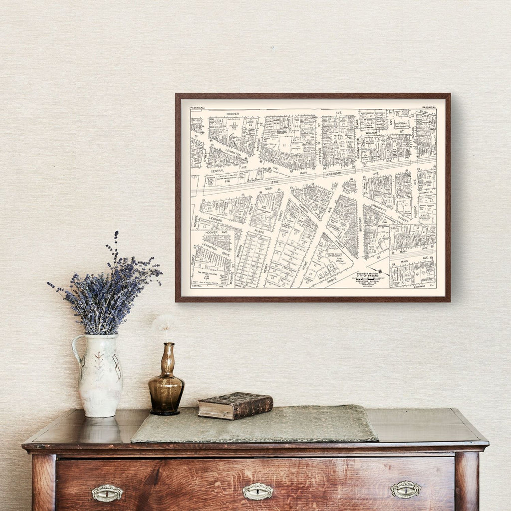 Vintage Map of Passaic, NJ Business Section 1947