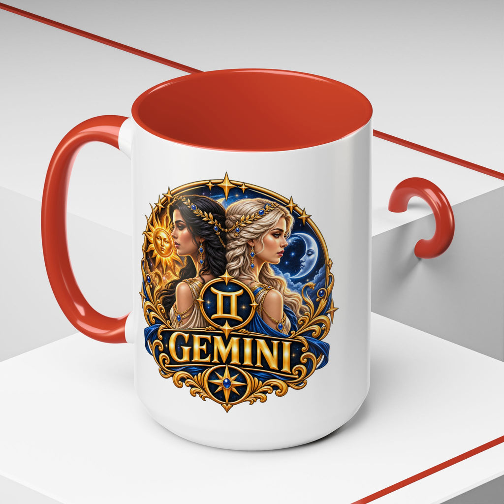 Gemini Zodiac Coffee Mug — Gemini Sign Astrology Accent Mug (11/15oz)